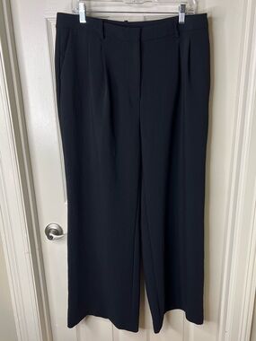 DKNY 14P Black Wide-Leg Pleated Trousers